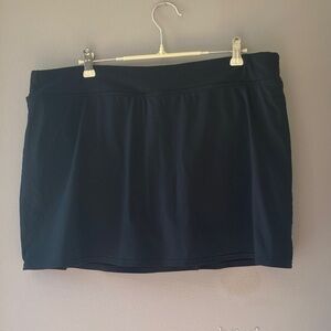 Lands End Swim Bottoms Skort Womens Size 16Black Skirt Fully Panty Lined Summer